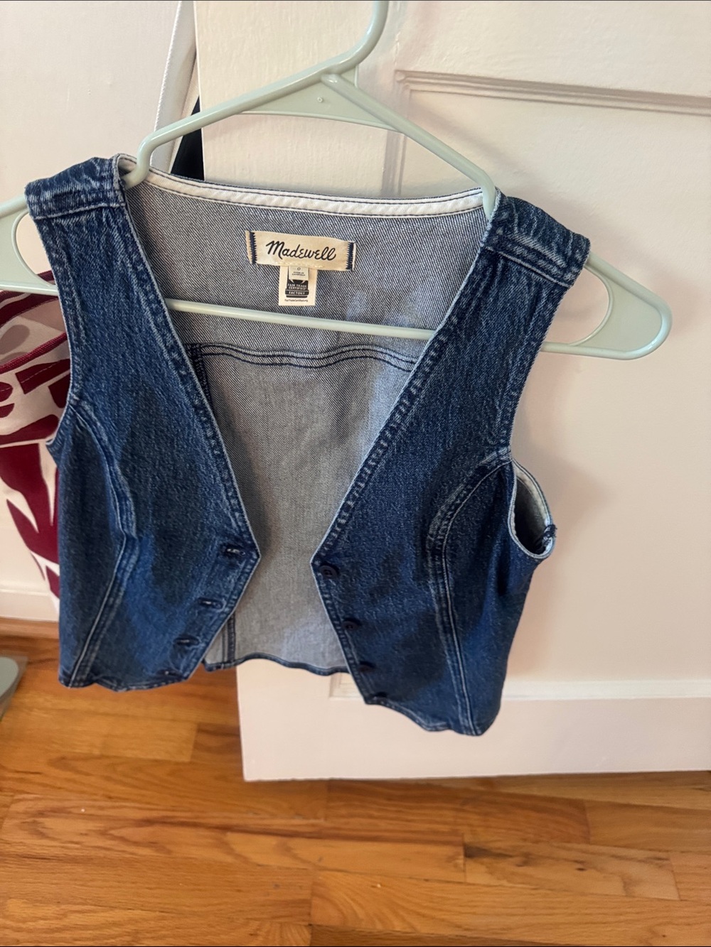 Madewell Blue Denim Button-Front Vest